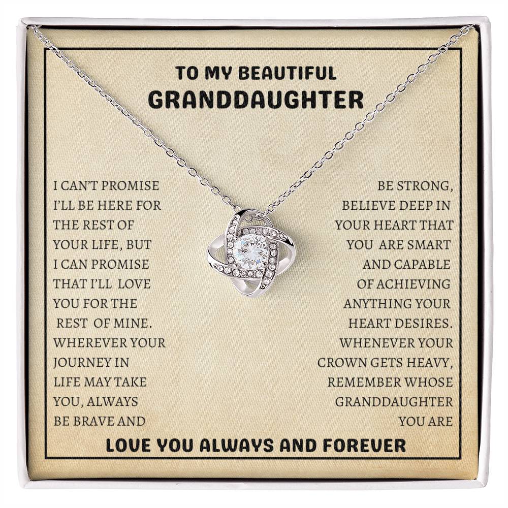 To My Beautiful Granddaughter | Always Be Brave And Be Strong | Love Knot Necklace