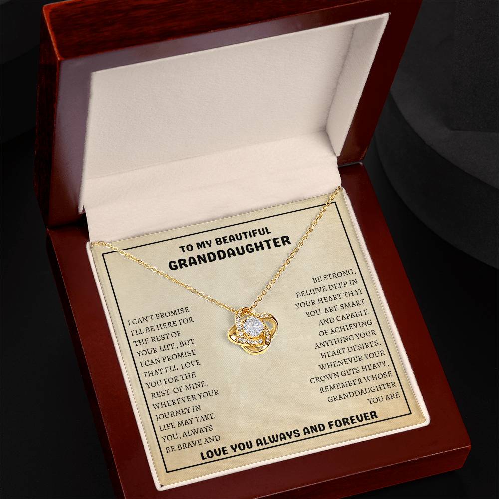 To My Beautiful Granddaughter | Always Be Brave And Be Strong | Love Knot Necklace