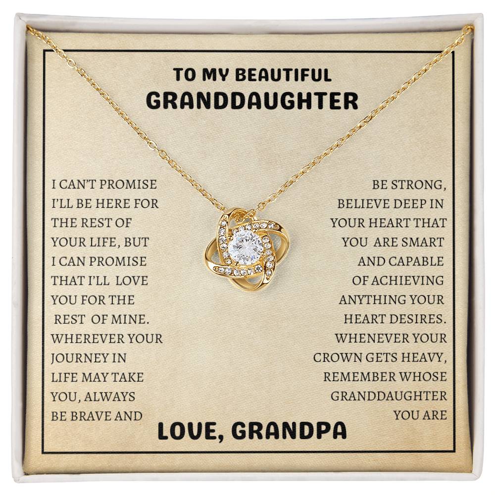 To My Beautiful Granddaughter | Always Be Brave And Be Strong | Love Knot Necklace