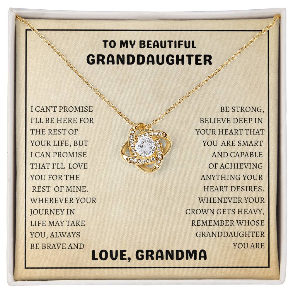 To My Beautiful Granddaughter | Always Be Brave And Be Strong | Love Knot Necklace