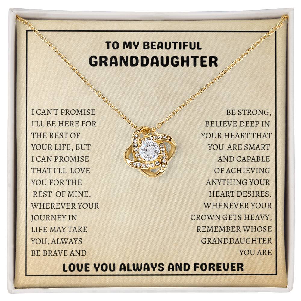 To My Beautiful Granddaughter | Always Be Brave And Be Strong | Love Knot Necklace