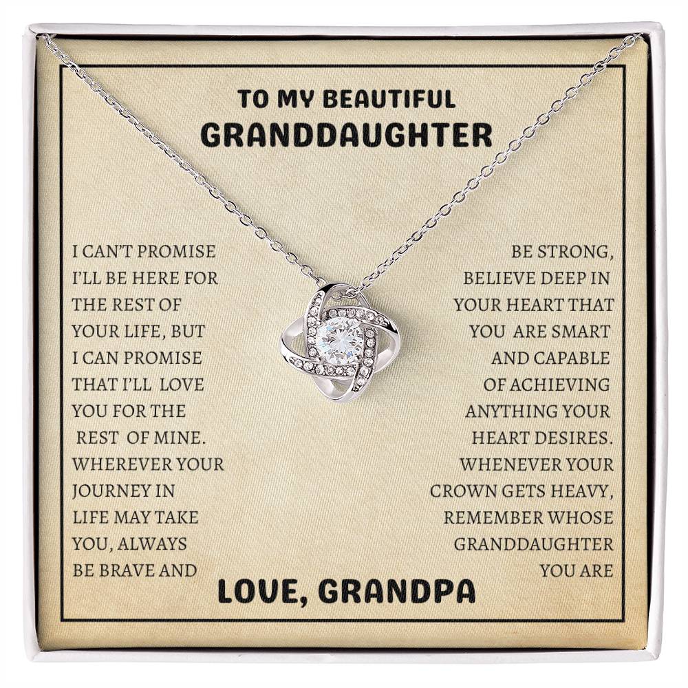 To My Beautiful Granddaughter | Always Be Brave And Be Strong | Love Knot Necklace