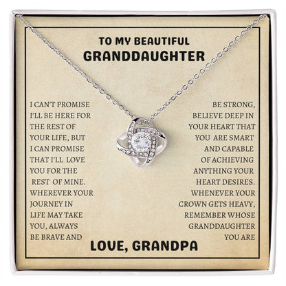 To My Beautiful Granddaughter | Always Be Brave And Be Strong | Love Knot Necklace