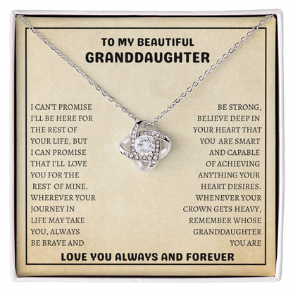 To My Beautiful Granddaughter | Always Be Brave And Be Strong | Love Knot Necklace