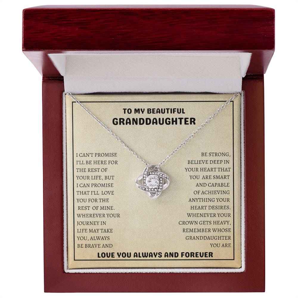 To My Beautiful Granddaughter | Always Be Brave And Be Strong | Love Knot Necklace