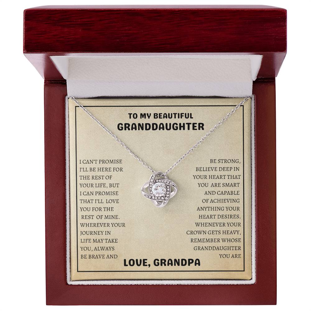 To My Beautiful Granddaughter | Always Be Brave And Be Strong | Love Knot Necklace