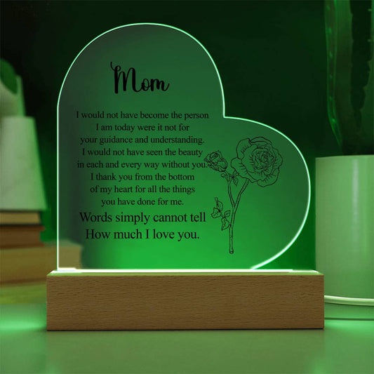 To My Mom | I Love You - Printed Heart Acrylic Plaque